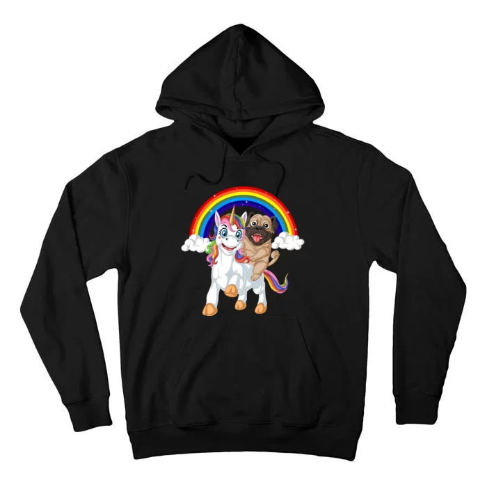 Pug Riding Unicorn Tall Hoodie