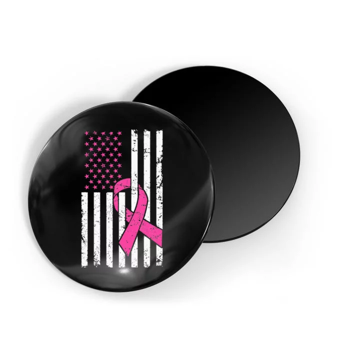 Pink Ribbon USA American Flag Breast Cancer Prevention Magnet