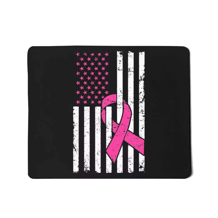 Pink Ribbon USA American Flag Breast Cancer Prevention Mousepad