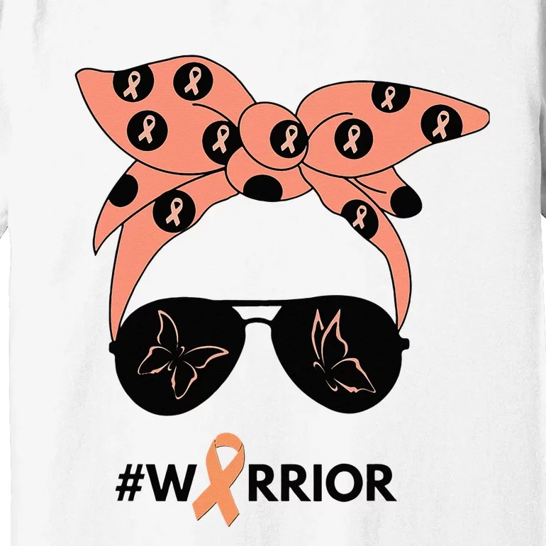 Peach Ribbon Uterine Endometrial Cancer Warrior Bandana Premium T-Shirt