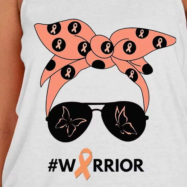 Peach Ribbon Uterine Endometrial Cancer Warrior Bandana Women's Knotted Racerback Tank