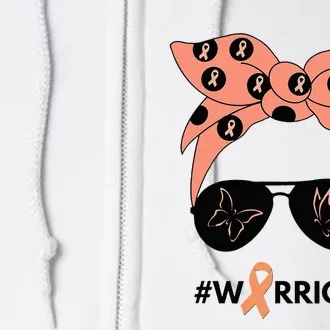 Peach Ribbon Uterine Endometrial Cancer Warrior Bandana Full Zip Hoodie