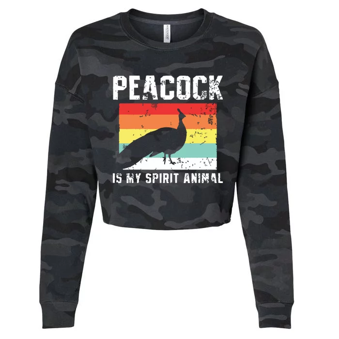 Peacock Retro Vintage Cropped Pullover Crew