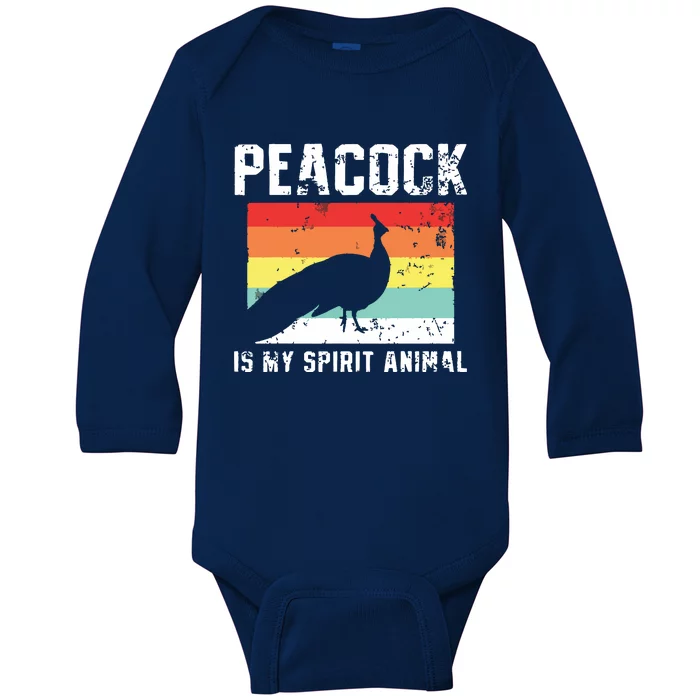 Peacock Retro Vintage Baby Long Sleeve Bodysuit