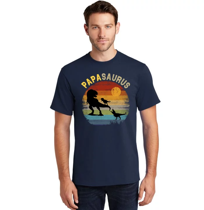 Papasaurus Retro Vintage Sunset Tall T-Shirt