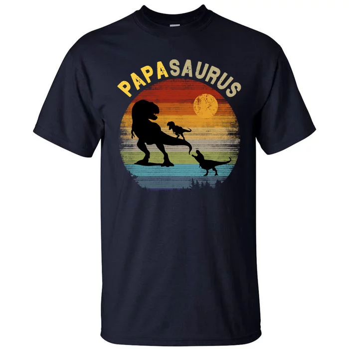 Papasaurus Retro Vintage Sunset Tall T-Shirt