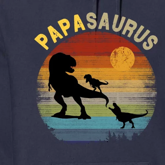 Papasaurus Retro Vintage Sunset Premium Hoodie