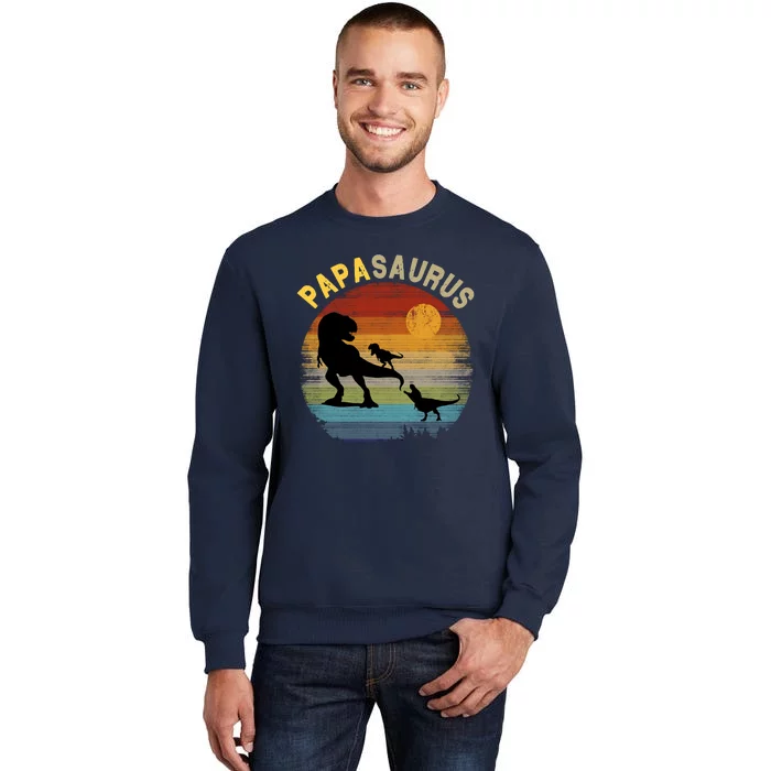 Papasaurus Retro Vintage Sunset Tall Sweatshirt