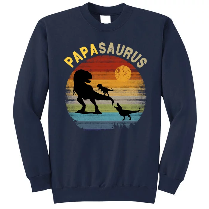 Papasaurus Retro Vintage Sunset Tall Sweatshirt