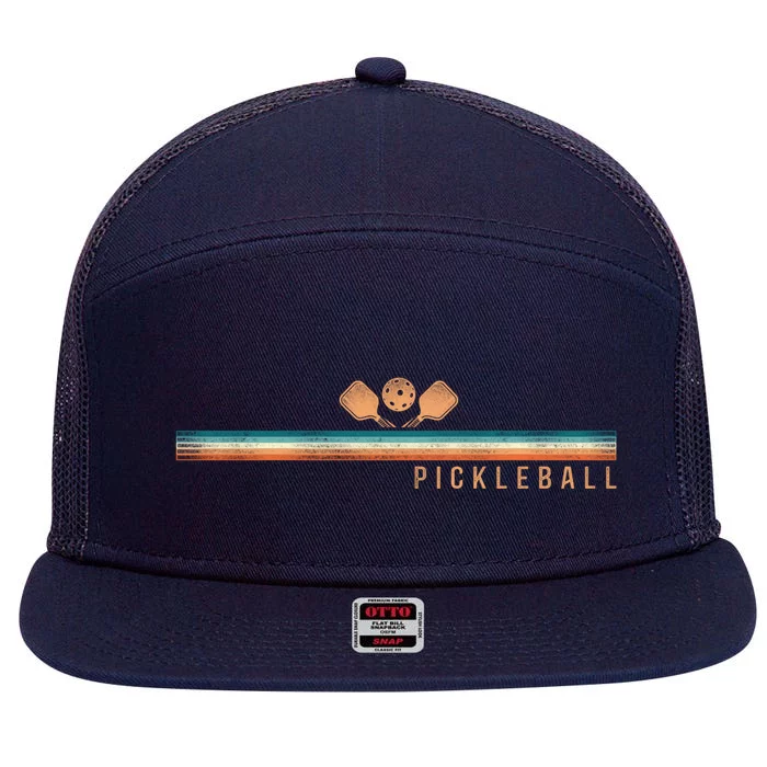 Pickleball Retro Vintage Pickleball Gift 7 Panel Mesh Trucker Snapback Hat