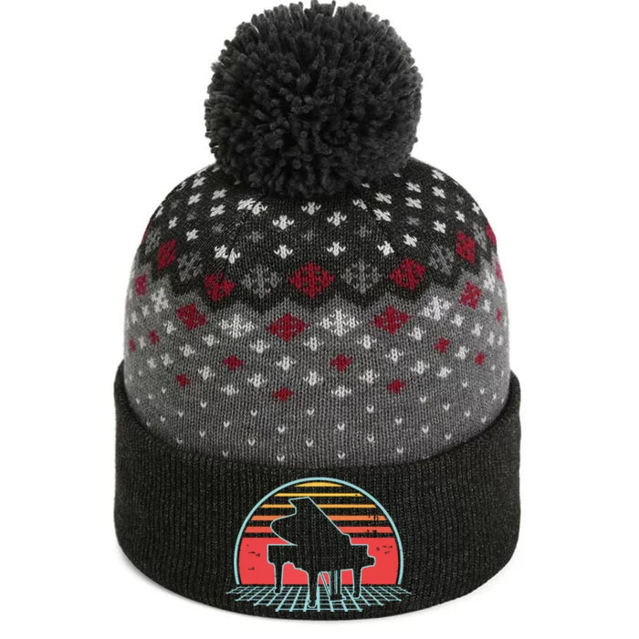 Piano Retro Vintage 80s Player Pianist Musician Gift The Baniff Cuffed Pom Beanie