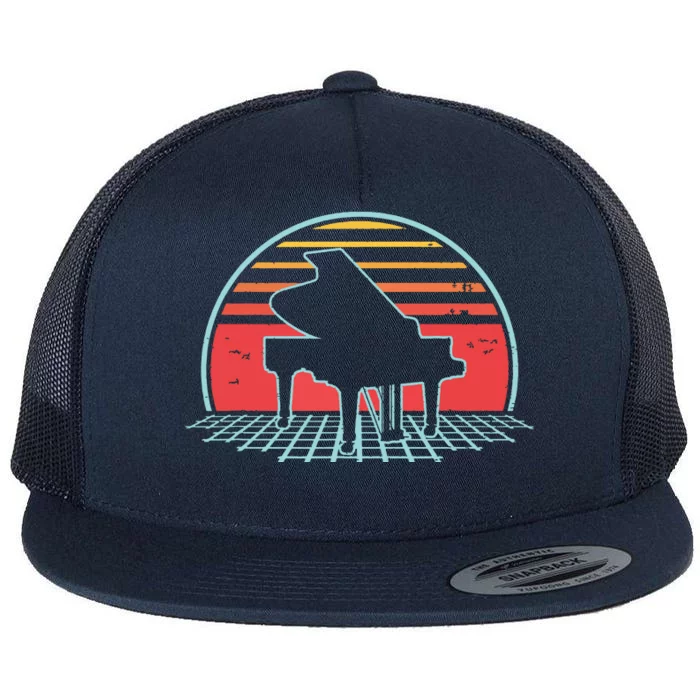 Piano Retro Vintage 80s Player Pianist Musician Gift Flat Bill Trucker Hat