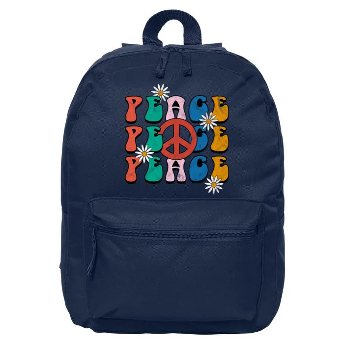 Peace Retro Vintage Sunflower 16 in Basic Backpack