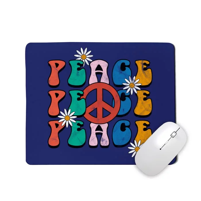 Peace Retro Vintage Sunflower Mousepad