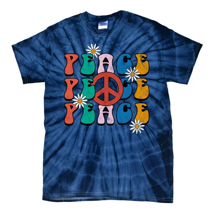 Peace Retro Vintage Sunflower Tie-Dye T-Shirt