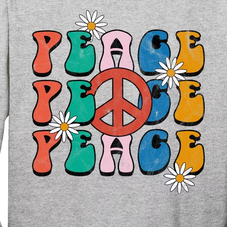 Peace Retro Vintage Sunflower Long Sleeve Shirt