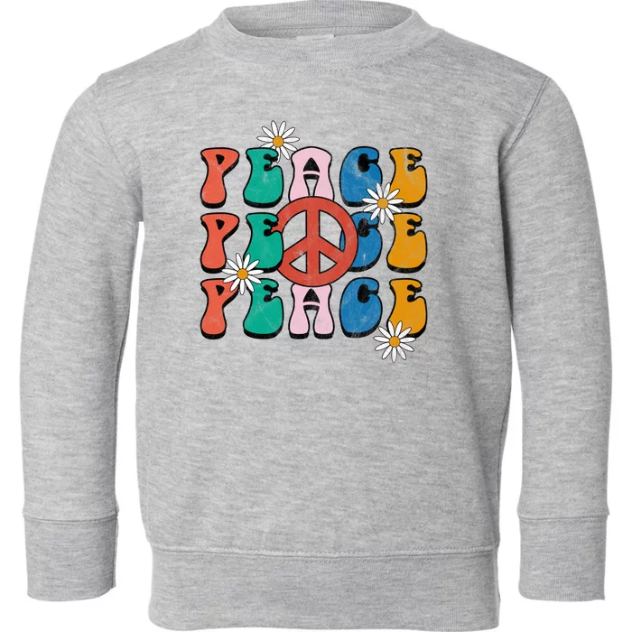 Peace Retro Vintage Sunflower Toddler Sweatshirt