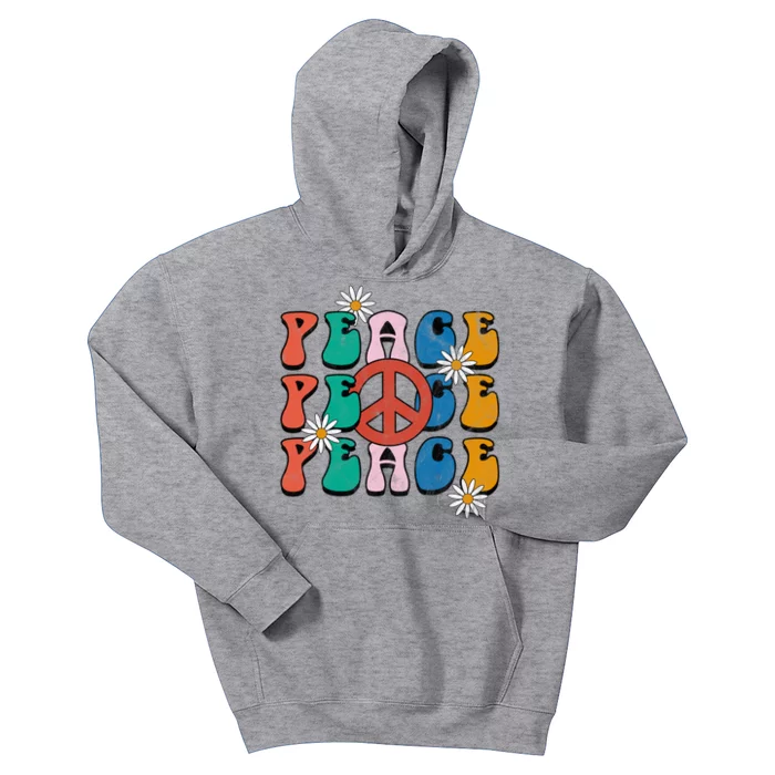 Peace Retro Vintage Sunflower Kids Hoodie