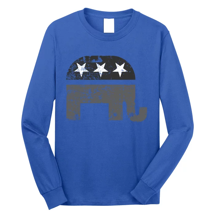 Patriotic Republican Vintage Distressed Style Graphic Cute Gift Long Sleeve Shirt