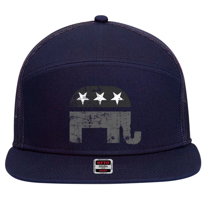 Patriotic Republican Vintage Distressed Style Graphic Cute Gift 7 Panel Mesh Trucker Snapback Hat