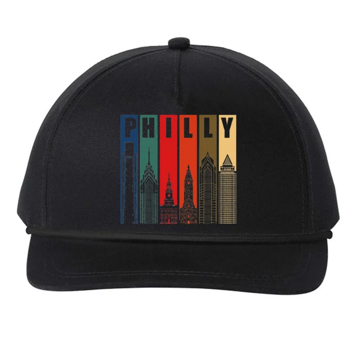 P.H.I.L.L.Y Retro Vintage Philadelphia Skyline P.H.I.L.L.Y City Pride Snapback Five-Panel Rope Hat