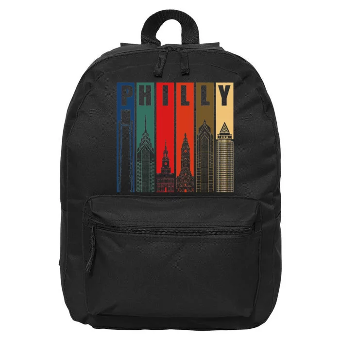 P.H.I.L.L.Y Retro Vintage Philadelphia Skyline P.H.I.L.L.Y City Pride 16 in Basic Backpack