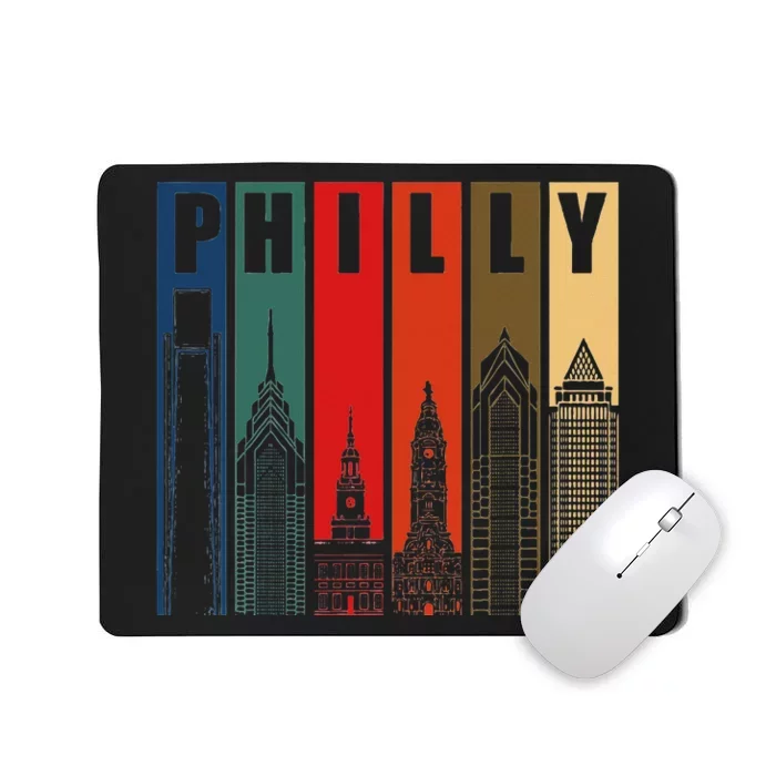 P.H.I.L.L.Y Retro Vintage Philadelphia Skyline P.H.I.L.L.Y City Pride Mousepad