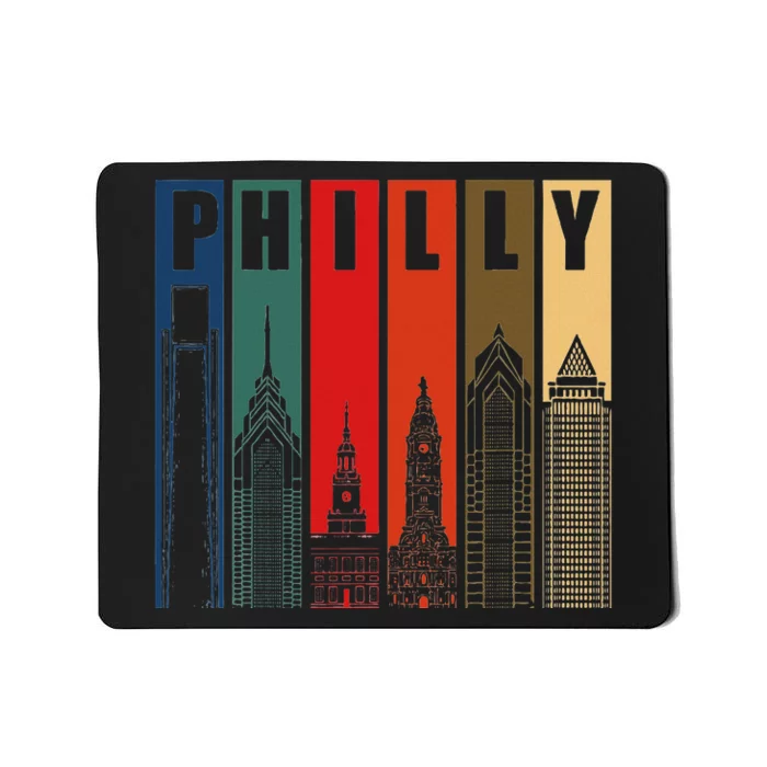 P.H.I.L.L.Y Retro Vintage Philadelphia Skyline P.H.I.L.L.Y City Pride Mousepad