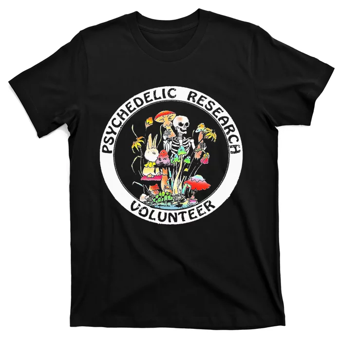 Psychedelic Research Volunteer Skeleton Rabbit Mushroom T-Shirt