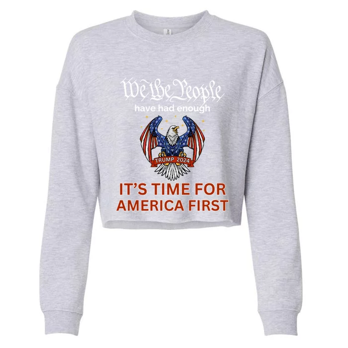 Pro Republican Vote Trump 2024 America First We The People Gift Cropped Pullover Crew