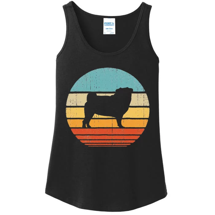 Pug Retro Vintage 60s 70s Sunset Dog Lovers Ladies Essential Tank