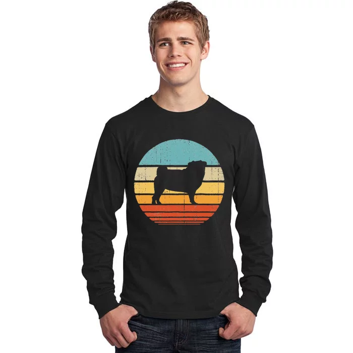 Pug Retro Vintage 60s 70s Sunset Dog Lovers Tall Long Sleeve T-Shirt