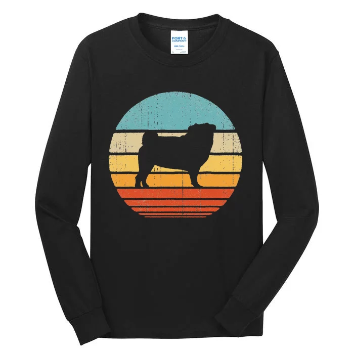 Pug Retro Vintage 60s 70s Sunset Dog Lovers Tall Long Sleeve T-Shirt