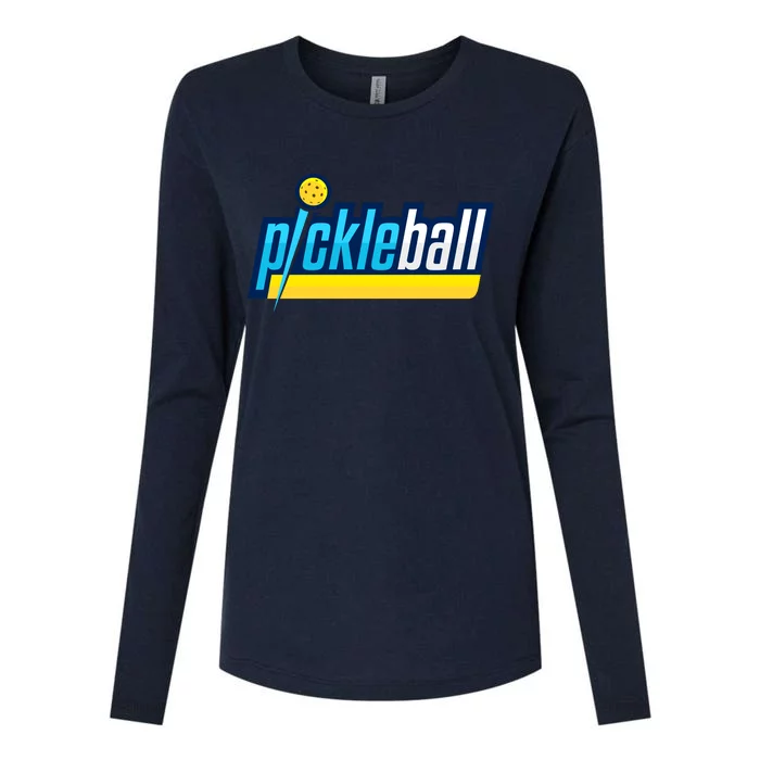 Pickleball Retro Volt Logo Womens Cotton Relaxed Long Sleeve T-Shirt