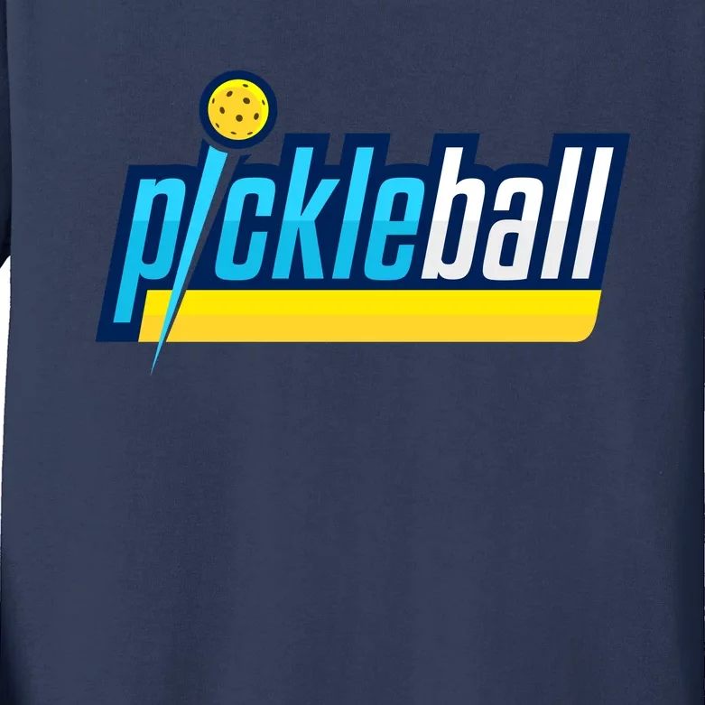 Pickleball Retro Volt Logo Kids Long Sleeve Shirt