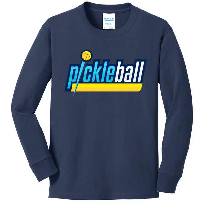 Pickleball Retro Volt Logo Kids Long Sleeve Shirt