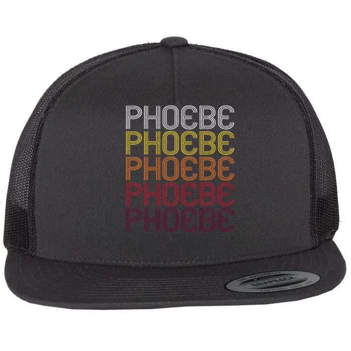 Phoebe Retro Wordmark Pattern Vintage Style Flat Bill Trucker Hat