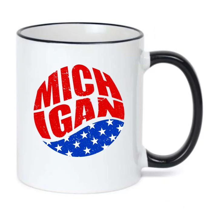 Patriotic Red White Blue Michigan Emblem Black Color Changing Mug