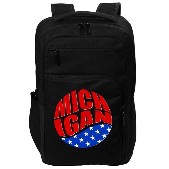 Patriotic Red White Blue Michigan Emblem Impact Tech Backpack