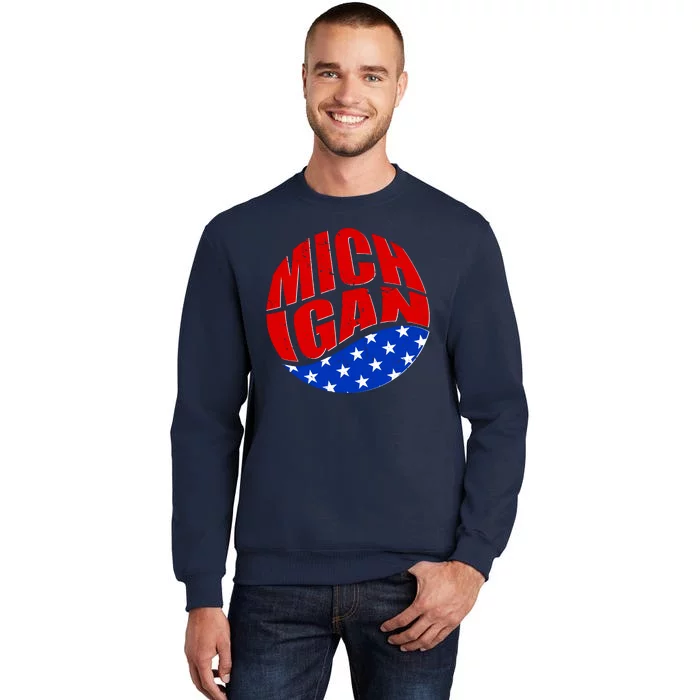 Patriotic Red White Blue Michigan Emblem Tall Sweatshirt