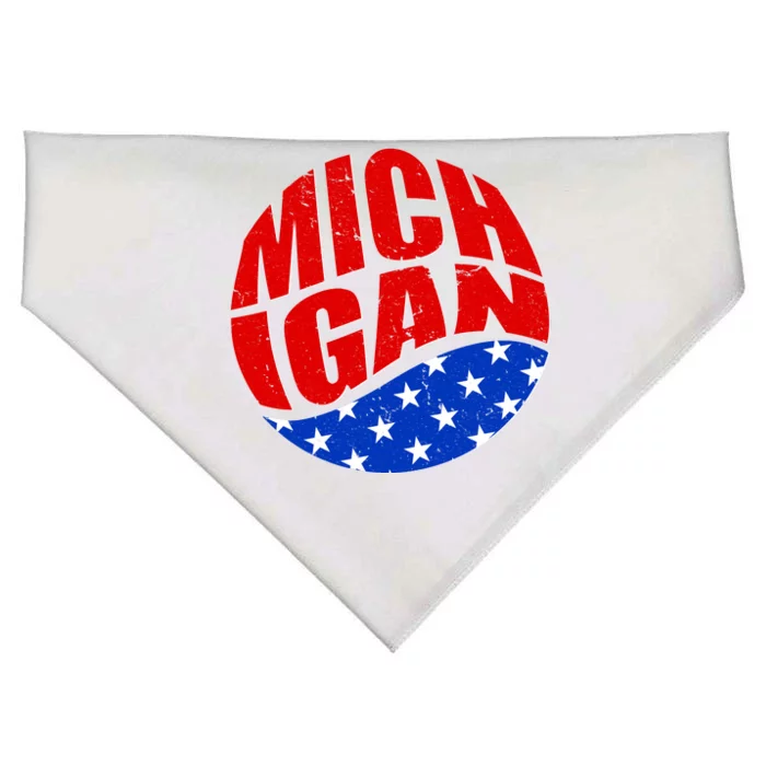 Patriotic Red White Blue Michigan Emblem USA-Made Doggie Bandana