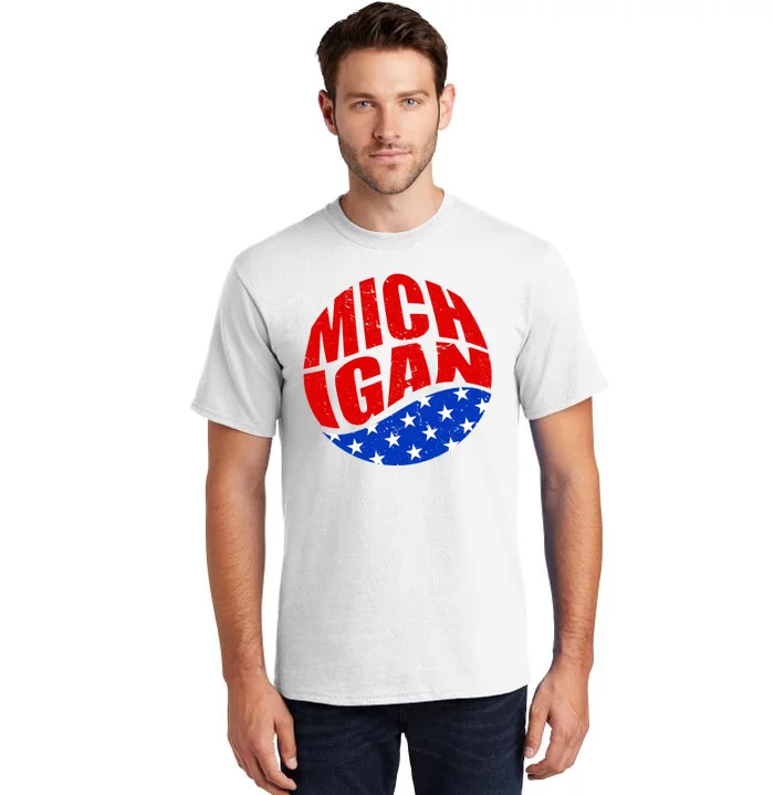 Patriotic Red White Blue Michigan Emblem Tall T-Shirt