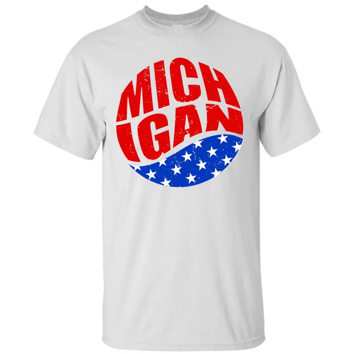 Patriotic Red White Blue Michigan Emblem Tall T-Shirt