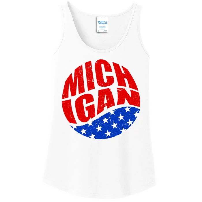 Patriotic Red White Blue Michigan Emblem Ladies Essential Tank