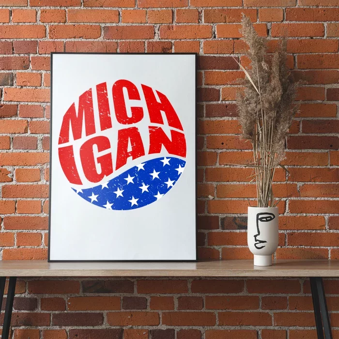 Patriotic Red White Blue Michigan Emblem Poster