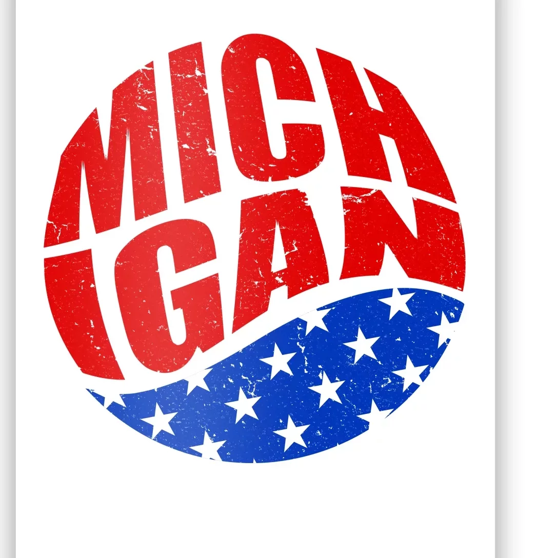 Patriotic Red White Blue Michigan Emblem Poster