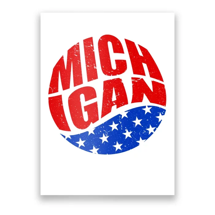 Patriotic Red White Blue Michigan Emblem Poster