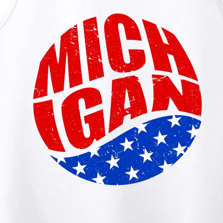 Patriotic Red White Blue Michigan Emblem Performance Tank