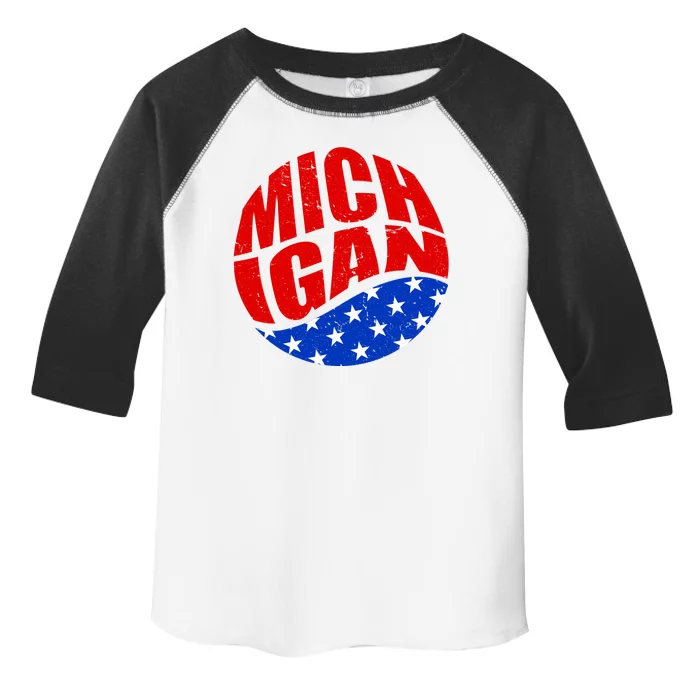 Patriotic Red White Blue Michigan Emblem Toddler Fine Jersey T-Shirt