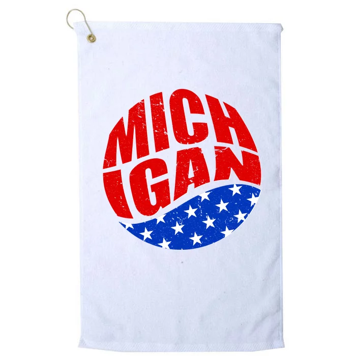 Patriotic Red White Blue Michigan Emblem Platinum Collection Golf Towel